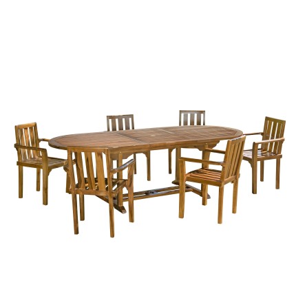 Salon de jardin en bois teck huilé MAEVA - 8/10 personnes