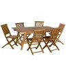 MAEVA - Teak Wood Garden Set - 1 Rectangular Table 180/240*100 cm & 6 Chairs