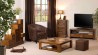 Meuble TV LORINE - Bois Mindi - 2 grands tiroirs