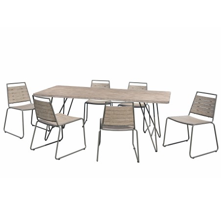 Salon de jardin EMILE en bois teck grise 6/8 pers.