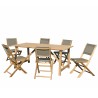 Salon de jardin en bois teck 6/8 pers - Table rectangulaire 180*90 cm