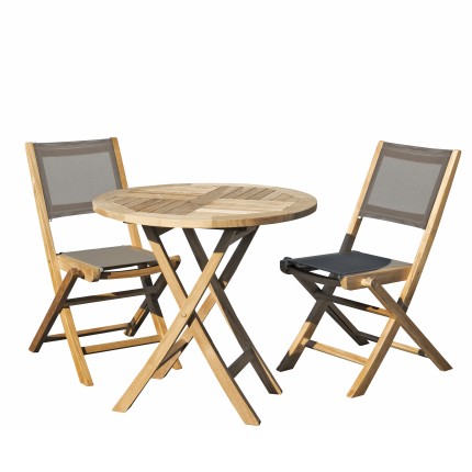 Salon de jardin en bois teck 2 pers - Ensemble de jardin
