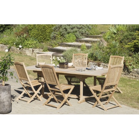 FUN Rectangular Extendable Garden Table - Teak, 180/240 x 100 cm