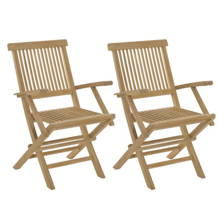 Set of 2 Java Teak Garden Armchairs - Premium Solid Teak Furniture