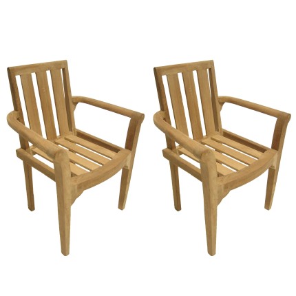 Ensemble 2 fauteuils jardin bois teck