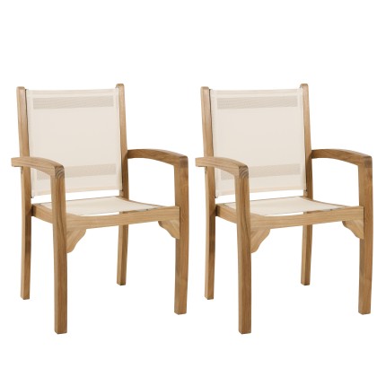 Set of 2 Teak Garden Armchairs - Premium Solid Teak Furniture