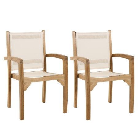 Set of 2 Teak Garden Armchairs - Premium Solid Teak Furniture