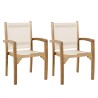 Set of 2 Teak Garden Armchairs - Premium Solid Teak Furniture