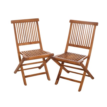 MAEVA Set of 2 Java Garden Chairs - Oiled Teak Wood