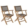 Ensemble 2 fauteuils jardin bois teck taupe