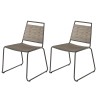 EMILE - Set of 2 Stackable Garden Chairs in Teak Wood and Metal