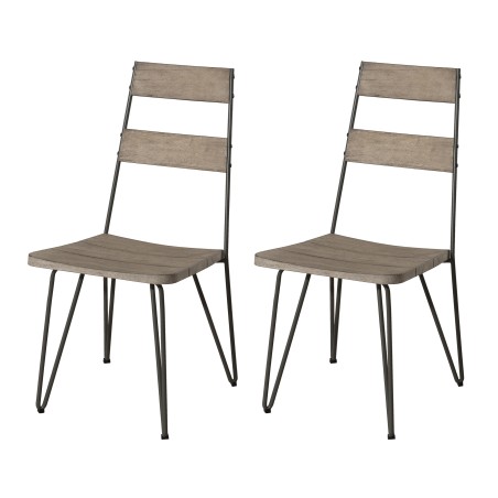 Ensemble 2 chaises jardin EMILE bois teck teinté grisé