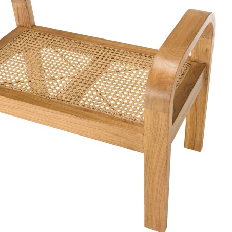 LORINE - Single Stool in Mindi Wood and Natural Rattan
