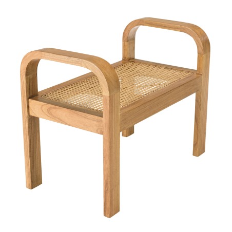 LAUREN - Single Stool in Mindi Wood and Natural Rattan