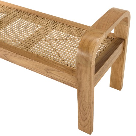 LORINE Two-Seater Bench in Mindi Wood and Rattan