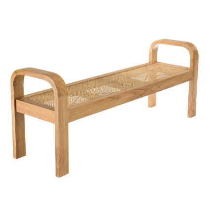 Banc 2 places LAUREN en bois de Mindi et rotin naturel