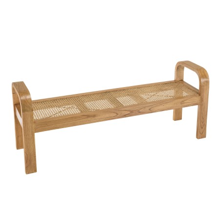 LORINE Two-Seater Bench in Mindi Wood and Rattan