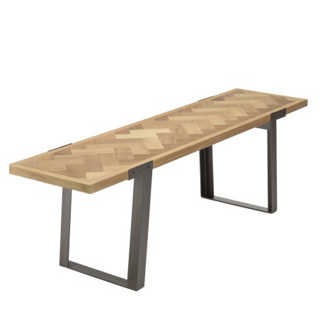 CARLA TV Stand - Wooden Chevron Top and Black Metal Legs