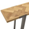 CARLA - Wooden Chevron Console with Black Metal Legs