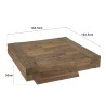 MATHIS Square Brown Solid Wood Coffee Table