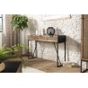 DORIA Black Metal Console Table with 3 Drawers and Natural Cane Finish