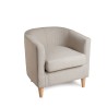 KATE - Linen Fabric Armchair 63x63cm Natural Wood Legs