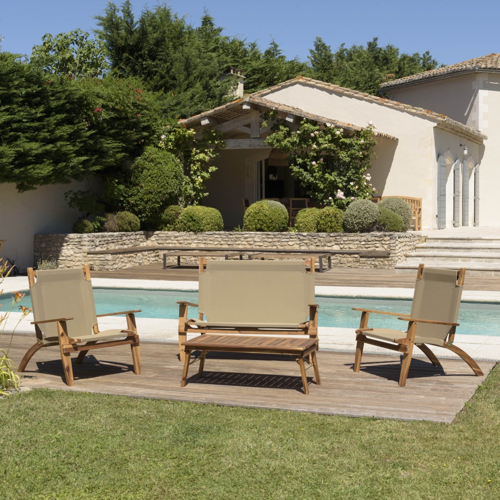 Salon de jardin VICK en bois acacia 4 pers Salon de jardin VICK en bois acacia 4 pers