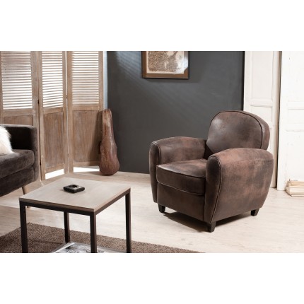 Fauteuil club KATE microfibre marron foncé