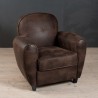 KATE Brown Microfiber Club Chair - Dark Brown - Black Wooden Legs