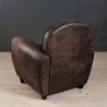KATE Brown Microfiber Club Chair - Dark Brown - Black Wooden Legs