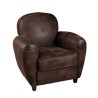 KATE Brown Microfiber Club Chair - Dark Brown - Black Wooden Legs