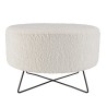 Pouf rond AGATHE en tissu bouclette blanc