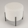 Tabouret rond AGATHE 40x40cm tissu bouclette blanc
