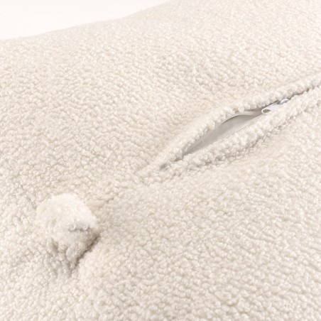 AGATHE Square Pouffe 53x53cm - White Bouclé Fabric