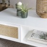 Table basse blanche SMANDY - 2 tiroirs 1 niche
