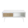 Table basse blanche SMANDY - 2 tiroirs 1 niche