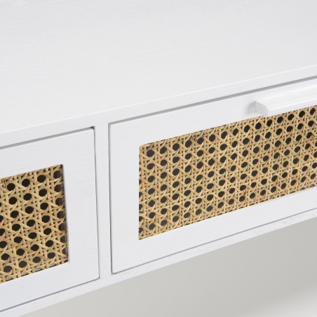 SMANDY White TV Stand with 3 Drawers