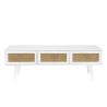 SMANDY White TV Stand with 3 Drawers