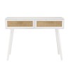 SMANDY - White Console Table with 2 Drawers and Natural Cane Detailing