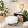 Pouf rond AGATHE en tissu bouclette blanc