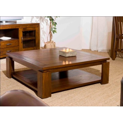 LORINE Square Brown Coffee Table 90x90cm - Mindi Wood