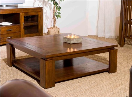 LAUREN Square Brown Coffee Table 90x90cm - Mindi Wood