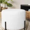 Tabouret rond AGATHE 40x40cm tissu bouclette blanc