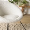 Fauteuil AGATHE - Tissu bouclette blanc - Pieds croisés métal noir