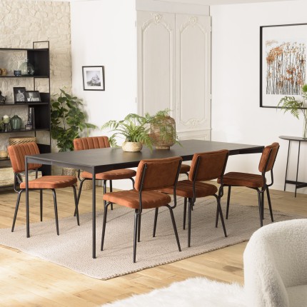 DALY Black Rectangular Dining Table 220x100cm - Metal Base