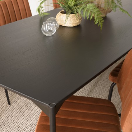 DALY Black Rectangular Dining Table 220x100cm - Metal Base