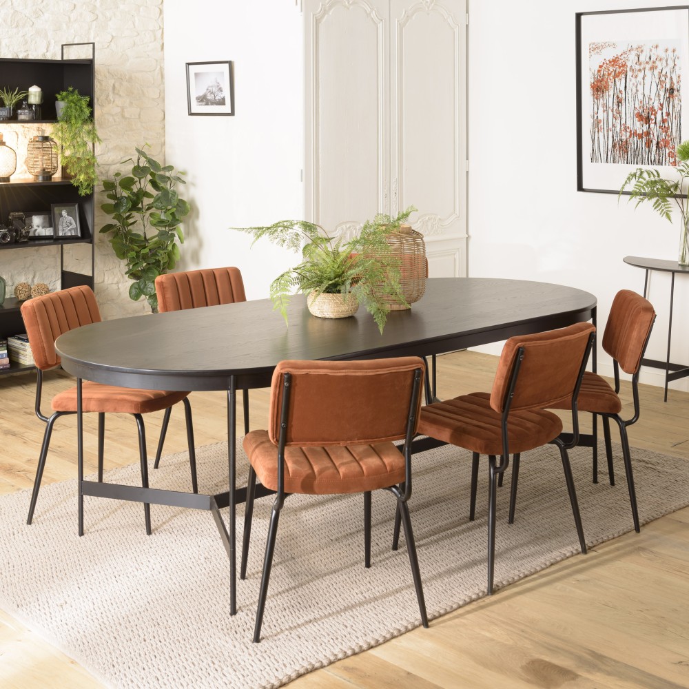 Table à manger ovale noire DALY 240x104cm Table à manger ovale noire DALY 240x104cm