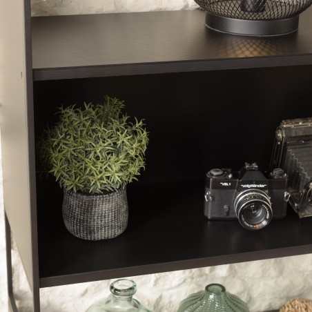 DALY Shelf Unit with 5 Compartments and 5 Levels - Black Metal Base