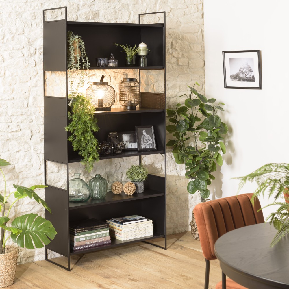 DALY Shelf Unit with 5 Compartments and 5 Levels - Black Metal Base DALY Shelf Unit with 5 Compartments and 5 Levels - Black Metal Base