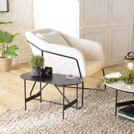 Table basse ovale noire DALY 70x35cm